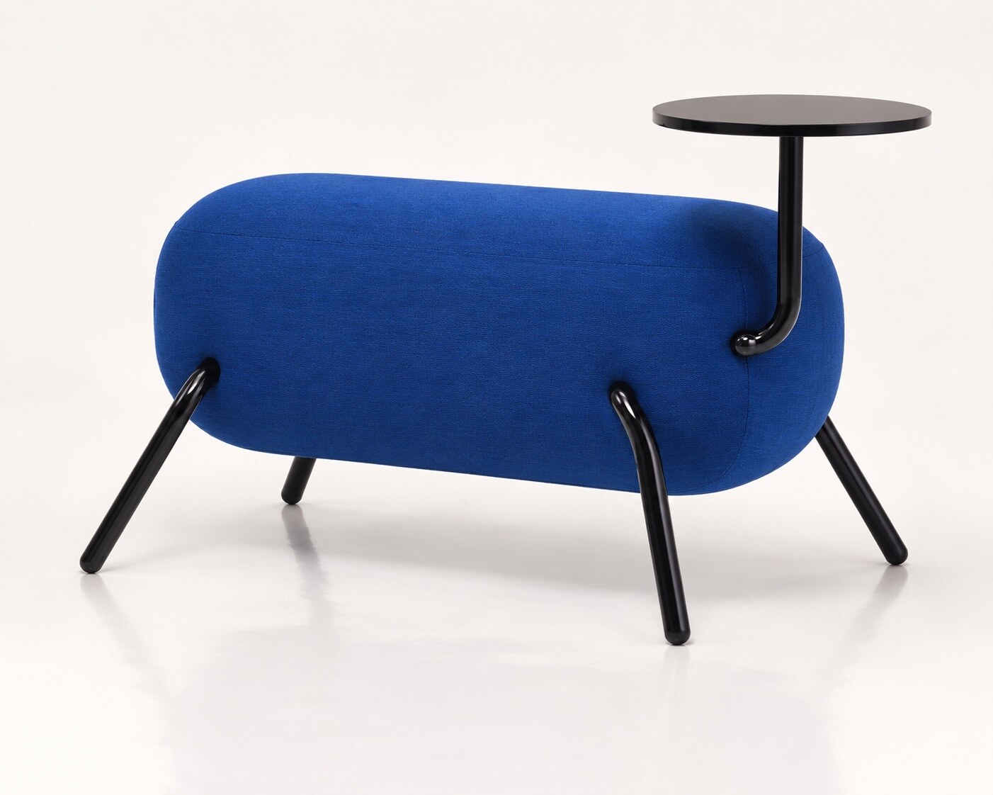Companion Bench with integrated black tray table, view 2