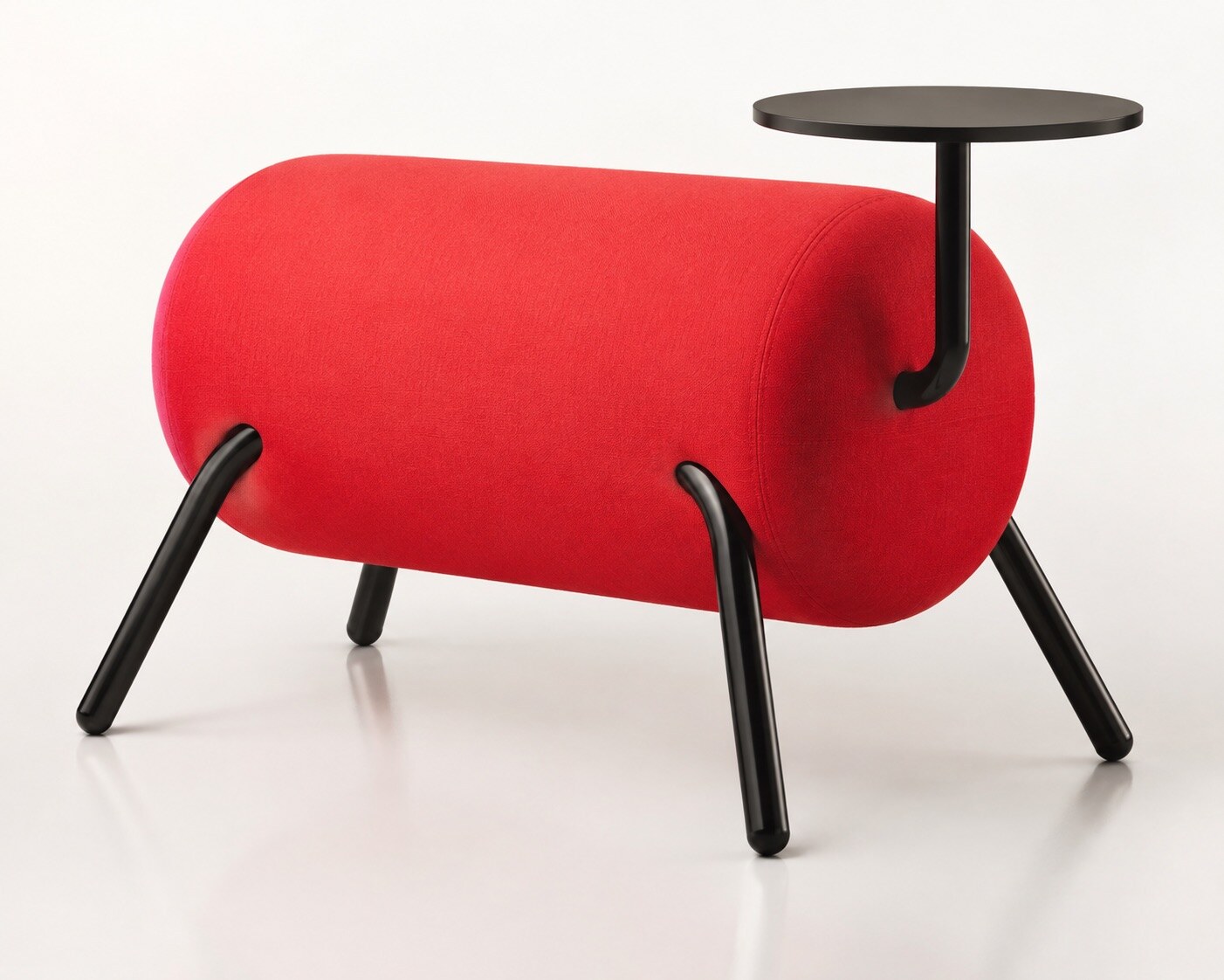 Companion Bench with integrated black tray table, view 3