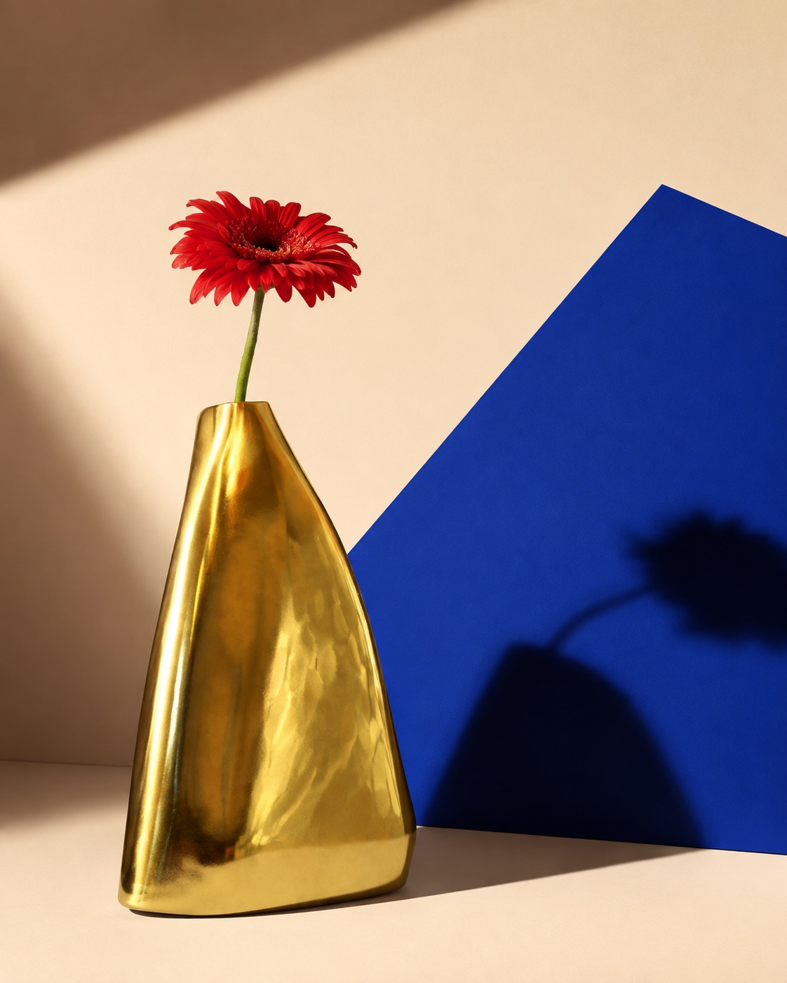 Oblique Vessels faceted vase collection in reflective black and gold, view 2