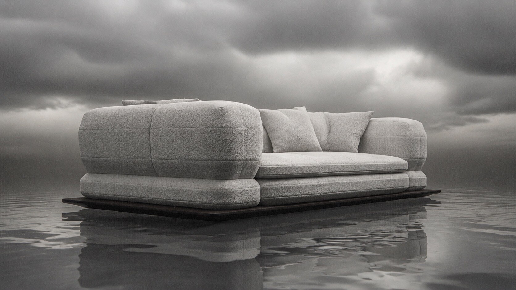 Soft Armour sofa collection in quilted white textile, view 2