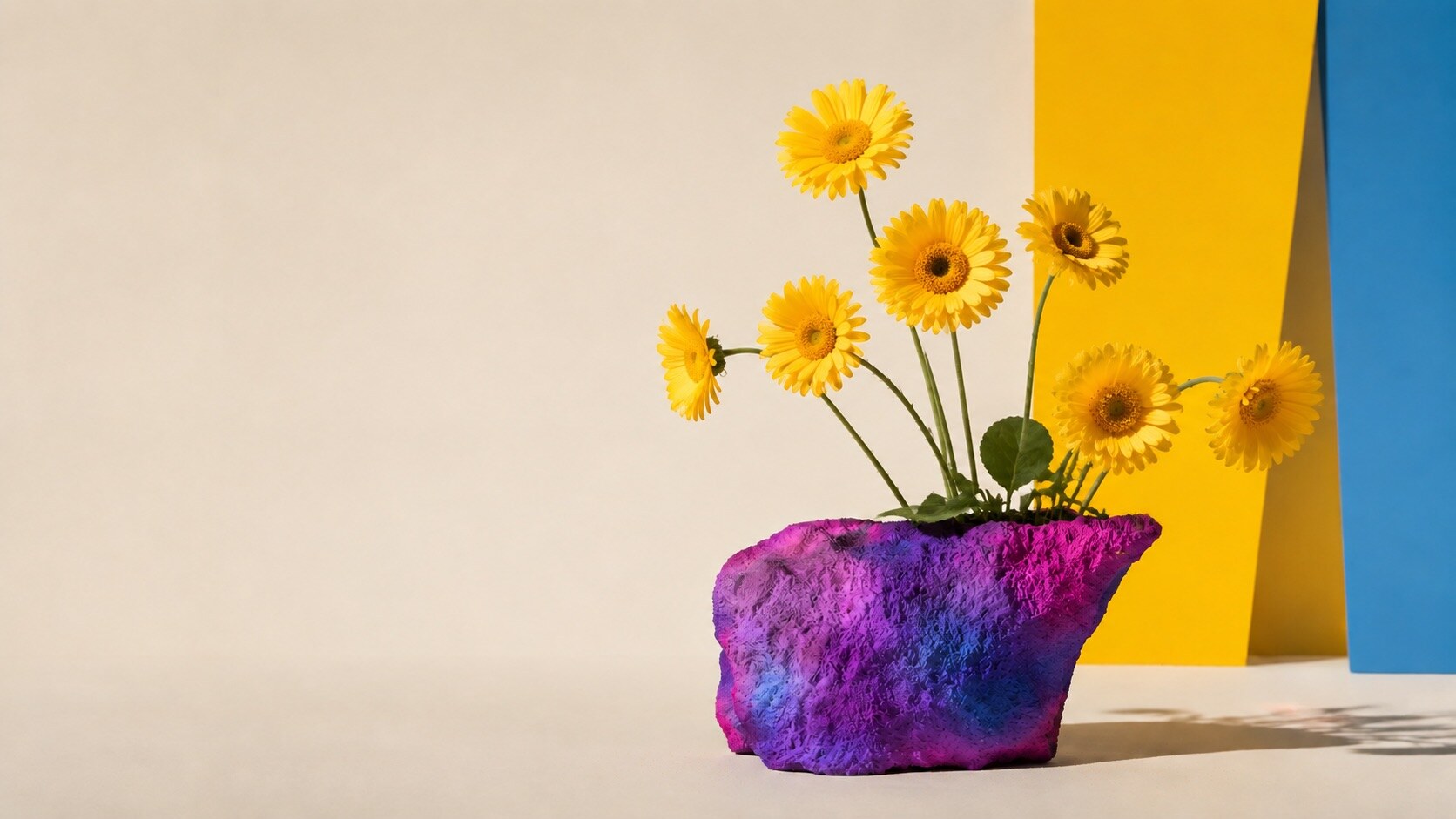 Spray Vessels ceramic study with purple and blue pigment, view 4