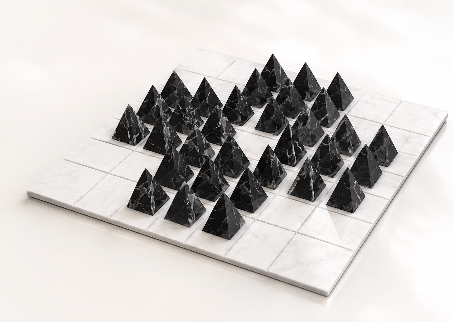 Stone Field sculptural board with dark pyramidal pieces